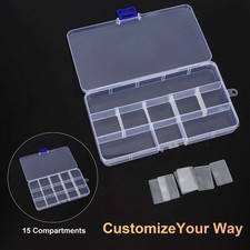 6PCS  Clear Jewelry Box Plastic Bead Storage Craft Container Earrings Organizer