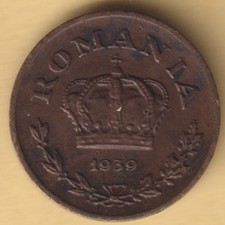 ROMANIA 1939 ONE LEU COPPER COIN