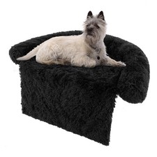 Plush Calming Dog Couch Bed w/ Anti-Slip Bottom Plush Mat for Medium Cats  Dogs