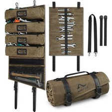 ARCFOX Canvas Roll Up Tool Bag Heavy Duty Tool Pouches Organizer with 6 Pockets