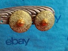 Vintage Cecilia Bringheli Clip On Earrings Italy, Lucite, Green Gold, Pre-owned — photo 1