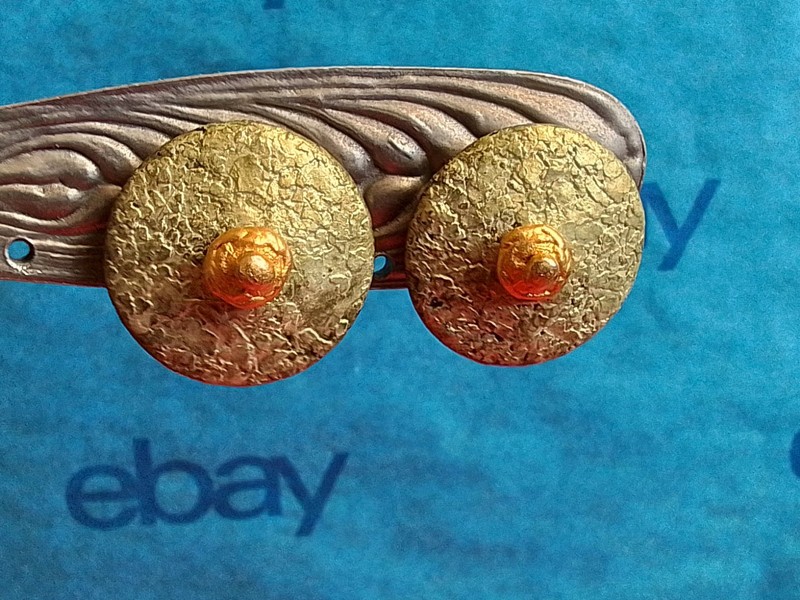 Vintage Cecilia Bringheli Clip On Earrings Italy, Lucite, Green Gold, Pre-owned