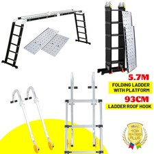 Heavy Duty 5.7M 14 In 1 Combination w/Platform Folding Ladder Roof Hook Ladder