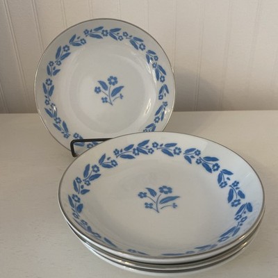 Set of (4) Symphony In Blue Fine China Japan 5.5  Berry Bowls Blue Cornflower 