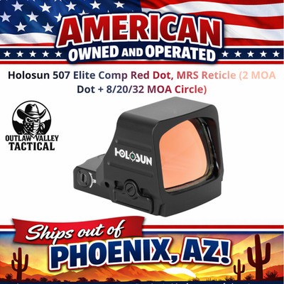 Holosun 507 Elite Comp Red Dot, MRS Reticle (2 MOA Dot + 8/20/32 MOA Circle)