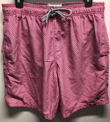 TED BAKER GEOMETRIC RED/PINK PRINT LINED DRAWSTRING SWIM TRUNKS SHORTS MENS SZ 4