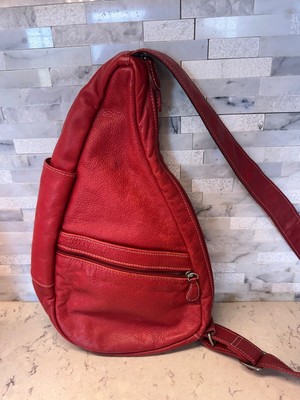 Vtg AmeriBag The Healthy Back Bag Red Leather Sling Backpack Vtg AmeriBag The Healthy Back Bag Red Leather Sling Backpack  main image 2