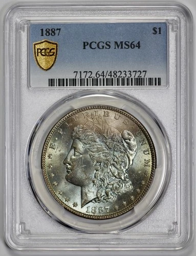 1887 Morgan Silver $1 Dollar PCGS MS 64 Toned Obverse