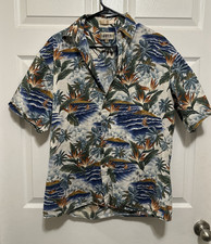 Campia Moda Men  s Woven Cotton Hawaiian Tropical Short Sleeve Button-Up M
