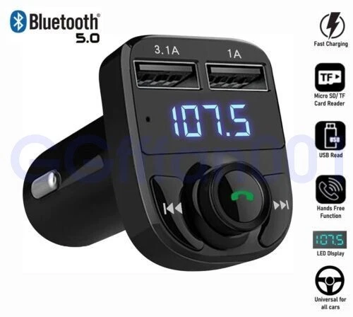 Car Wireless Bluetooth FM Transmitter MP3 Player 2 USB Car Charger Adapter aux - Picture 1 of 10