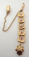 Antique SOB Co Gold Filled Pink Glass Pocket Watch Vest Chain Fob Parts