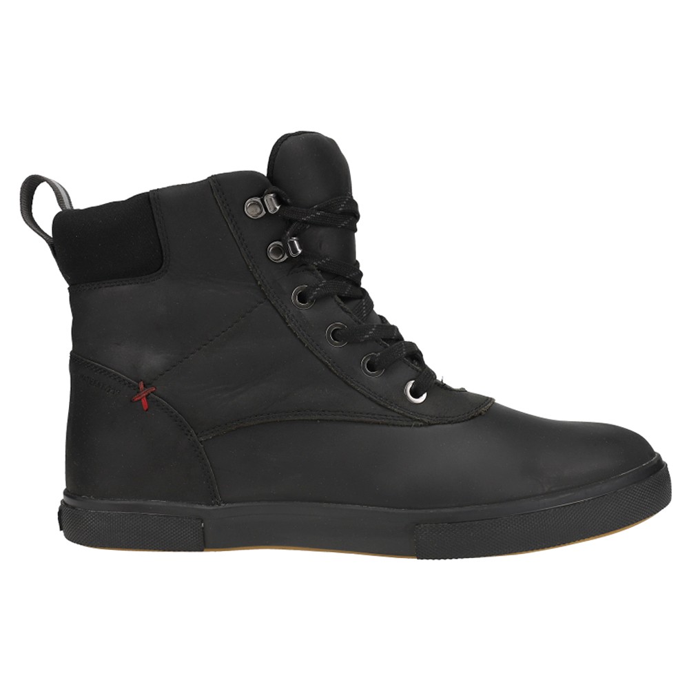 Xtratuf Mens Black Leather Ankle Deck Boots Lace Up Casual Round Toe LAL-000