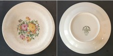 1950 Vintage Crown Potteries Cross Stitch Basket Floral Saucer/Plate-Made in USA