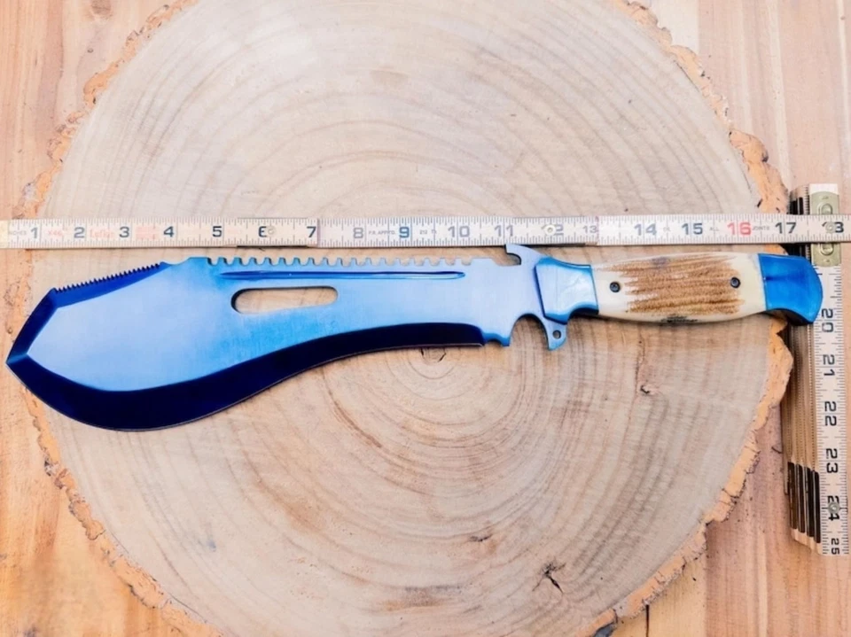 Machete de caza "The Spetz" de hoja de colores hechos a mano | Cuchillo Bushcraft Foto 4 de 4