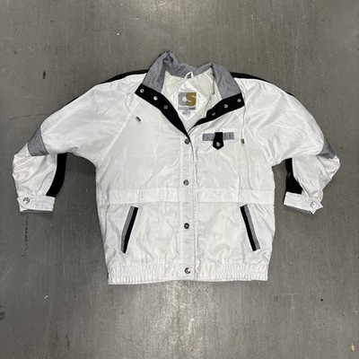 Vintage 80s Current Seen Plaid White Windbreaker Jacket Women's Medium - Cute!
