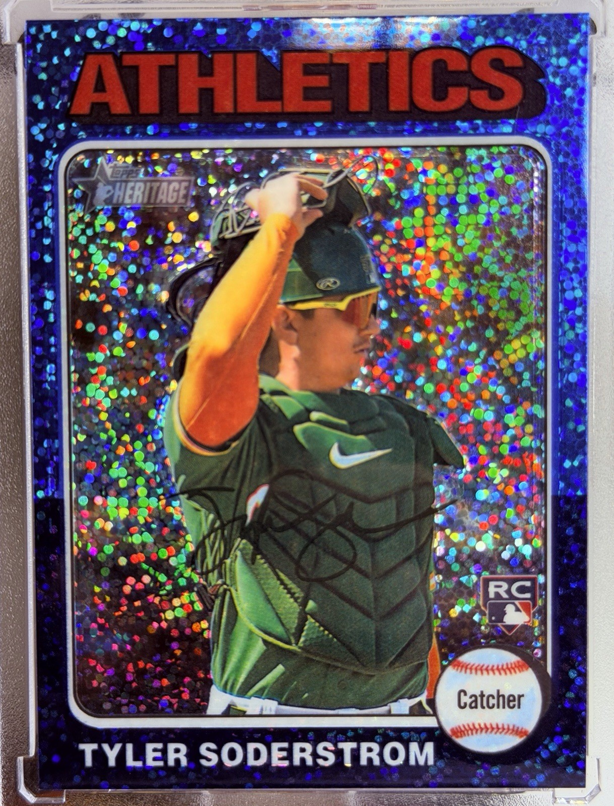 2024 Topps Heritage ☆ Tyler Soderstrom #471 ☆ (RC) Chrome Blue Sparkle Refractor