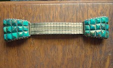 Vintage Men's Watch & Coin Silver Dead Pawn Turquoise Wristwatch Tips