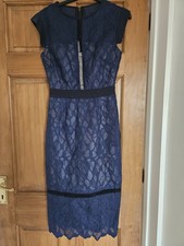 Damsel In A Dress Navy Lace Dress Size 8 Cap Sleeves NEW-NO TAGS SMART 108cmL