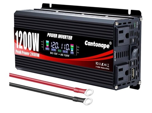 1200W/2400W(Peak) Car RV Power Inverter DC 12V to 110V AC Converter with LCD - 第 1/1 張圖片