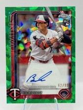 2025 Topps Chrome Sapphire Brooks Lee Rookie On Card Auto Green /99 Twins RC SSP. rookie card picture