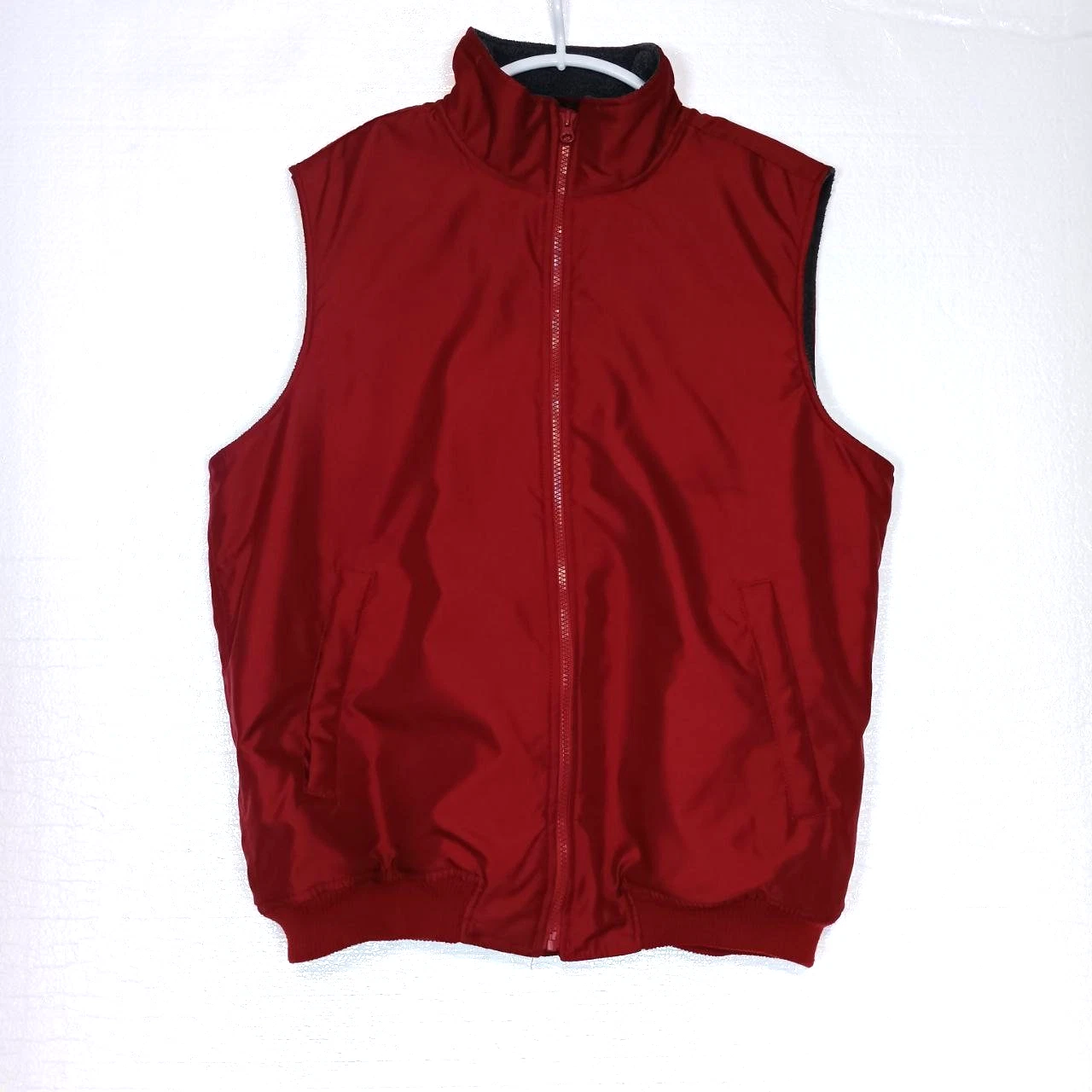 Chaps Puffer Vest Mens Large Red Fleece Lined Polyester Weatherproof Outdoor