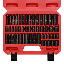 Drive Impact Socket Set 1/4 Inch Master 50-Piece 6-Point SAE/Metric