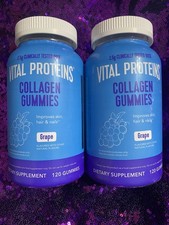 2-Pack Vital Proteins Collagen Gummies 120 Ct Non-GMO Gluten Free NEW Grape Flav