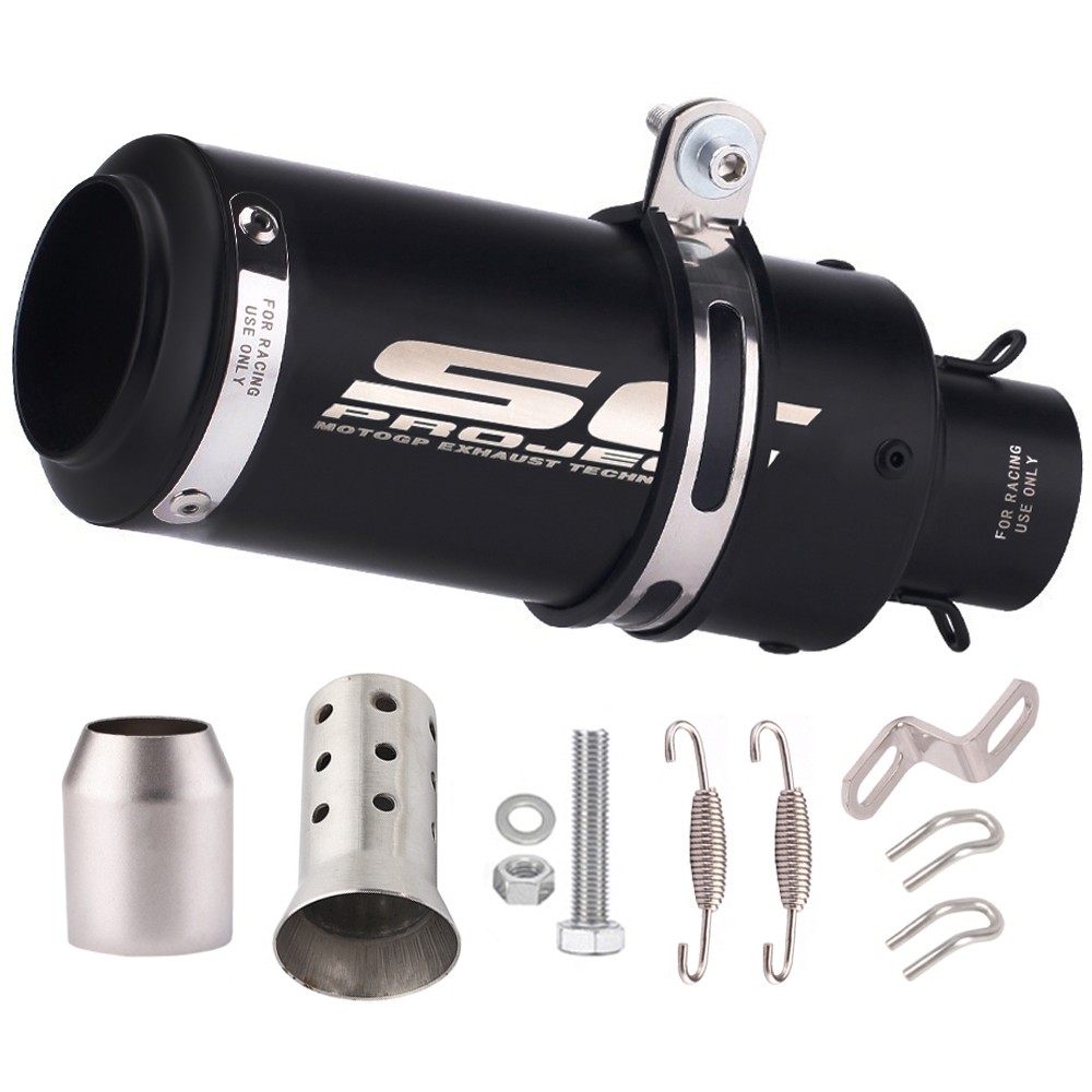 Slip-on 51mm 2 inch Universal Motorcycle Exhaust Muffler Pipe Tail Tips Black