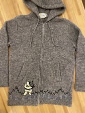 VTG Canadian Inuit Story Sweater Pure Wool Winter Zipper Coat Size Large hoodie