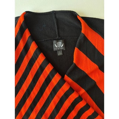 Slater Zorn Extra Fine Merino Handkerchief Cardigan Women's L Orange Black Drape