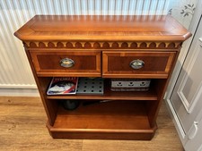 Beautiful and elegant Yew Corner Display Case & matching 2 Drawer Yew Bookcase