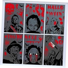 60Pcs Decoration Window Clings, 9 Sheets Bloody Handprint, Scary Halloween
