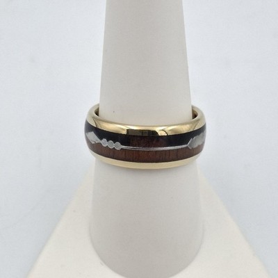 Jewelry Outlet Gold Plated Tungsten Carbide Wood Inlay Arrow 8mm Ring Band sz 8