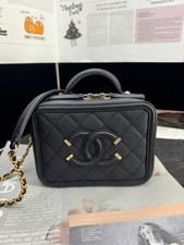 Chanel Camera Bag CC Handbag w/strap Black Caviar Leather Gold HW [Duties Paid]