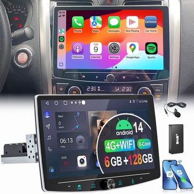 DAB+ 6+128G 8-Kern 4G Android 14 Carplay Autoradio 1 DIN 360° Drehbar Bildschirm