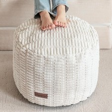 Pouf Ottoman Stuffed Round Modern Foam Filled Foot Rest Poufs for Living Room