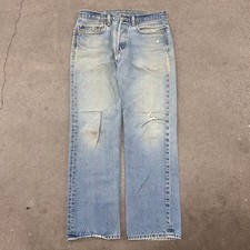 Vintage Levi's 501 Original Fit Jeans Men 32x33 Blue Denim Button Fly Distressed