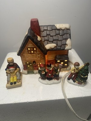 Brinn s 1987 Dickens Collectables Porcelain Lighted House  Scrooge & Marley 