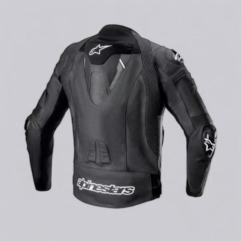 Handmade Black Alpine Men's Leather Motorcycle Motorbike Jacket By TriCore - Image 4 of 4