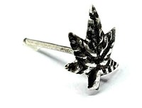 Nasenstecker Marihuanablatt Cannabistopf 22 G (0,6 Mm) 925Er Silber Gerade...