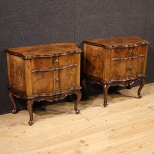 Par de Mesitas de Noche Muebles Veneti Madera Café Estilo Antiguo Siglo Xx