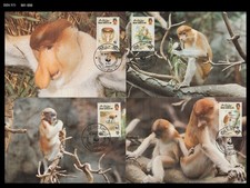 Wildlife,Monkey,Proboscis monkey,Brunei Darussalam 1991 M.Card,WWF,Nature,Animal