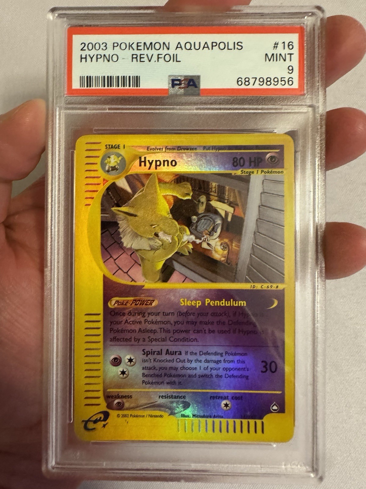 2003 Pokemon Hypno Reverse Holo Rare E Reader Aquapolis 16/147 PSA 9 Mint! WOTC