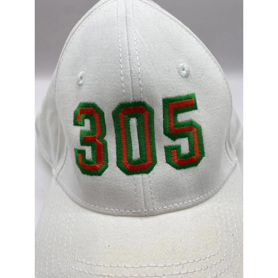 Gorra de béisbol A-Flex 305 University of Miami Hurricanes gorra ajustada blanca Foto 2 de 4