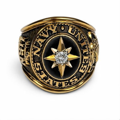 #ad #ad Vintage 10K Gold US NAVY Ring w Northern Star Diamond Accent Size 10.25 $1499.00