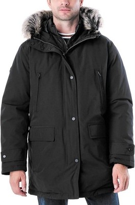 Michael Kors Men's Heavyweight Hooded Snorkel Parka Coat with Bib Black  M