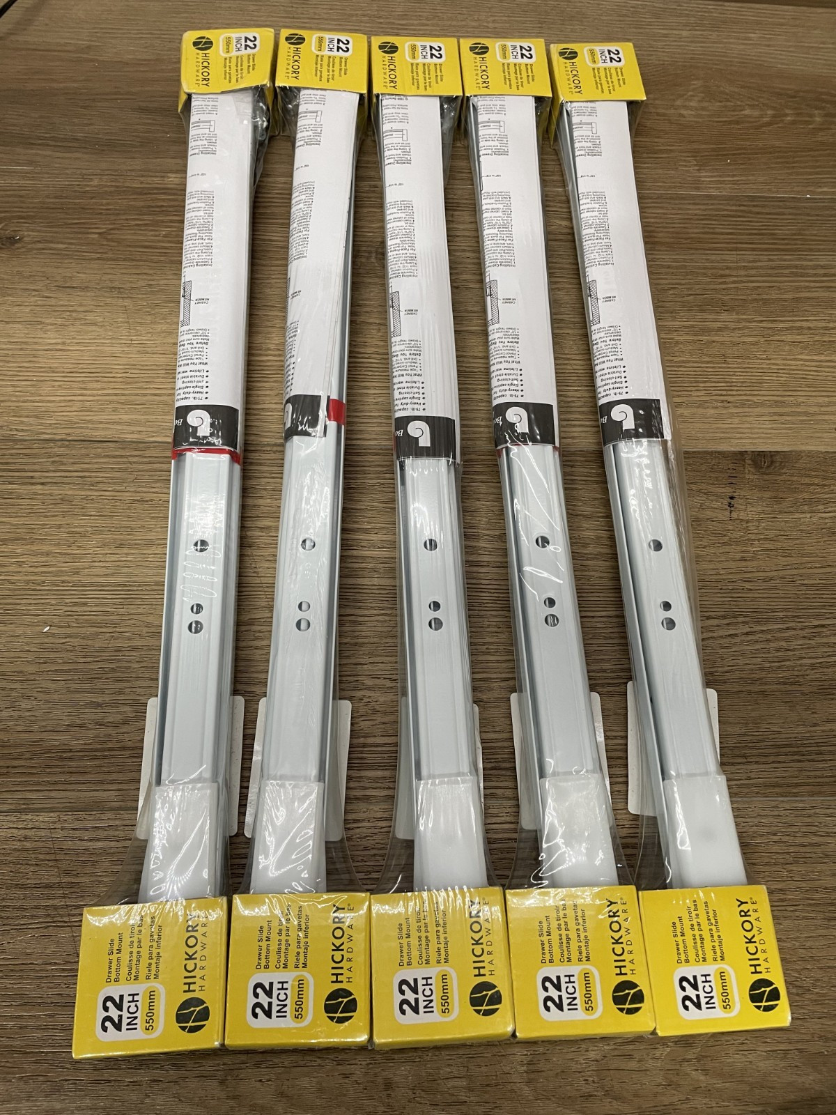 Hickory Hardware P1700/22-W-5B (5) Pairs 22" 3/4 Drawer Slides, White