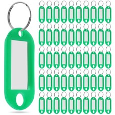 50 Pcs Plastic Key Tags with Label 1.85 x 0.79 inches/ 4.7 x 2 cm, Green