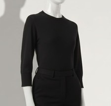 Loro Piana Women Black Piuma Crewneck 3/4-Sleeve Cashmere Pullover Sweater Sz 38