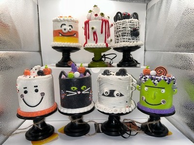 NEW Candy Corn Lane/ Sweet Treats 7 Halloween Decorative Cakes Whole Collection